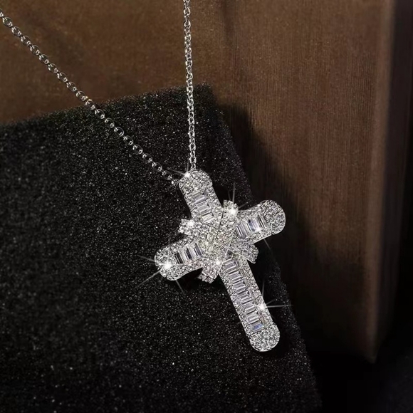 Sterling sliver diamond cross - Picture 7 of 13
